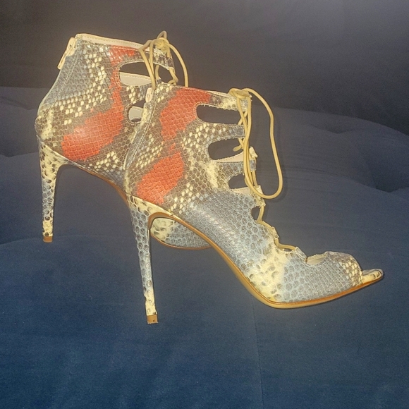 Zara Abotinado Python Lace-up Sandals